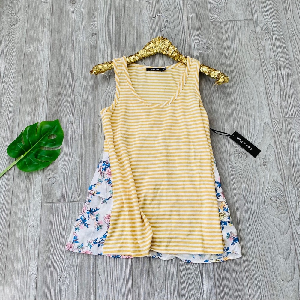 NWT Doe & Rae floral striped knit tank top